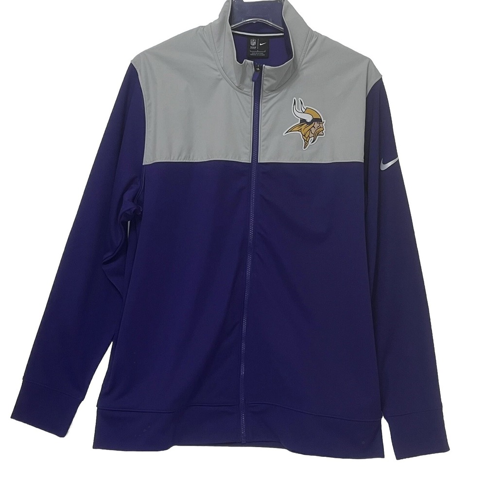 Minnesota Vikings Logo Nike NFL Full Zip Football Game Jacket Men Size Large New